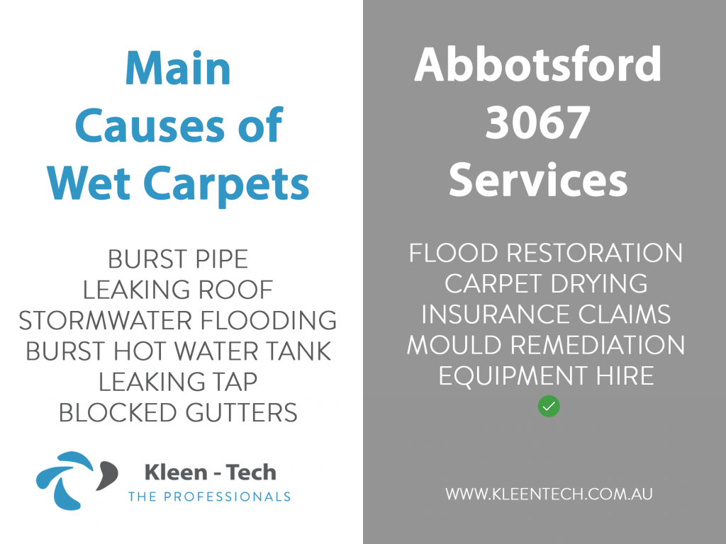 Kleen-Tech's water damage wet carpet services in Abbotsford, Melbourne