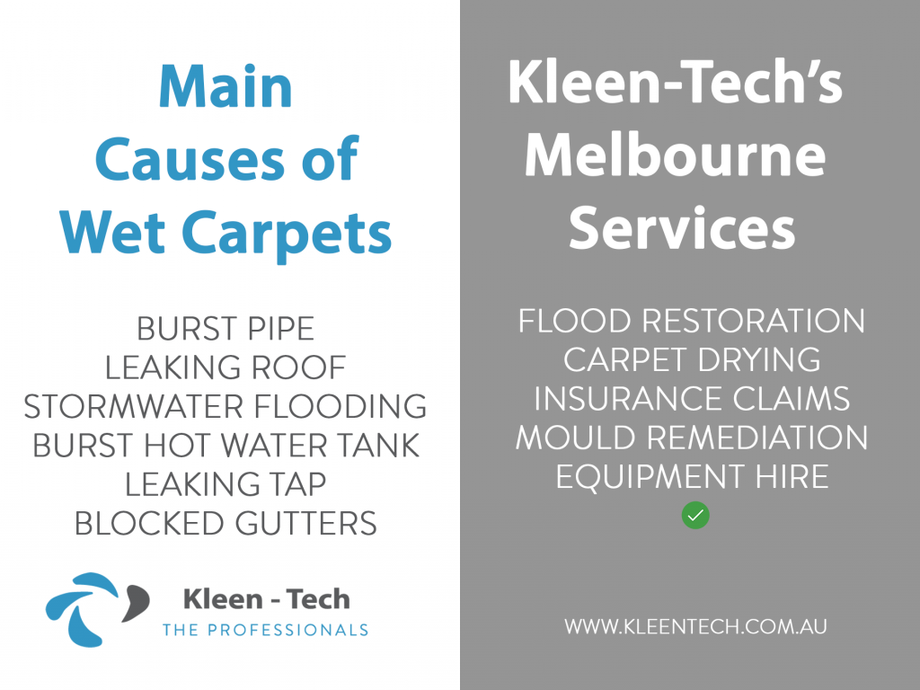 Causes of wet carpets in Melbourne