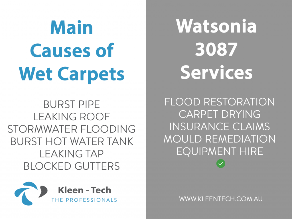 Causes of flooding indoors and wet carpets