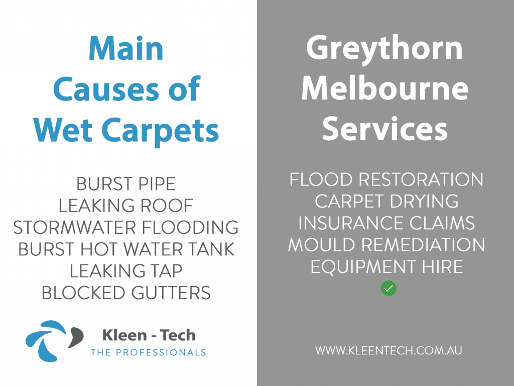 Dry carpets Greythorn water flood damage restoration Melbourne